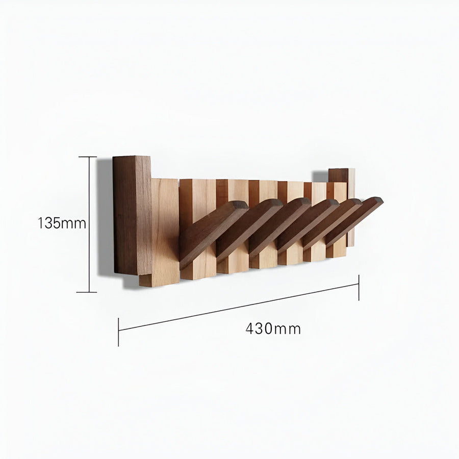 Modern Wooden Wall Mounted Coat Rack with Piano Style Flip Hooks