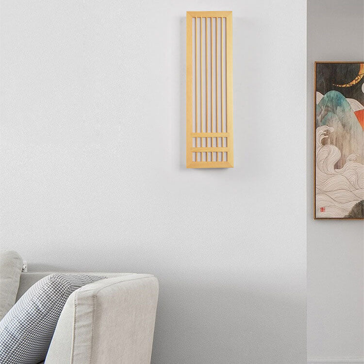 Wooden LED Wall Lamp with Warm Light Slatted Design