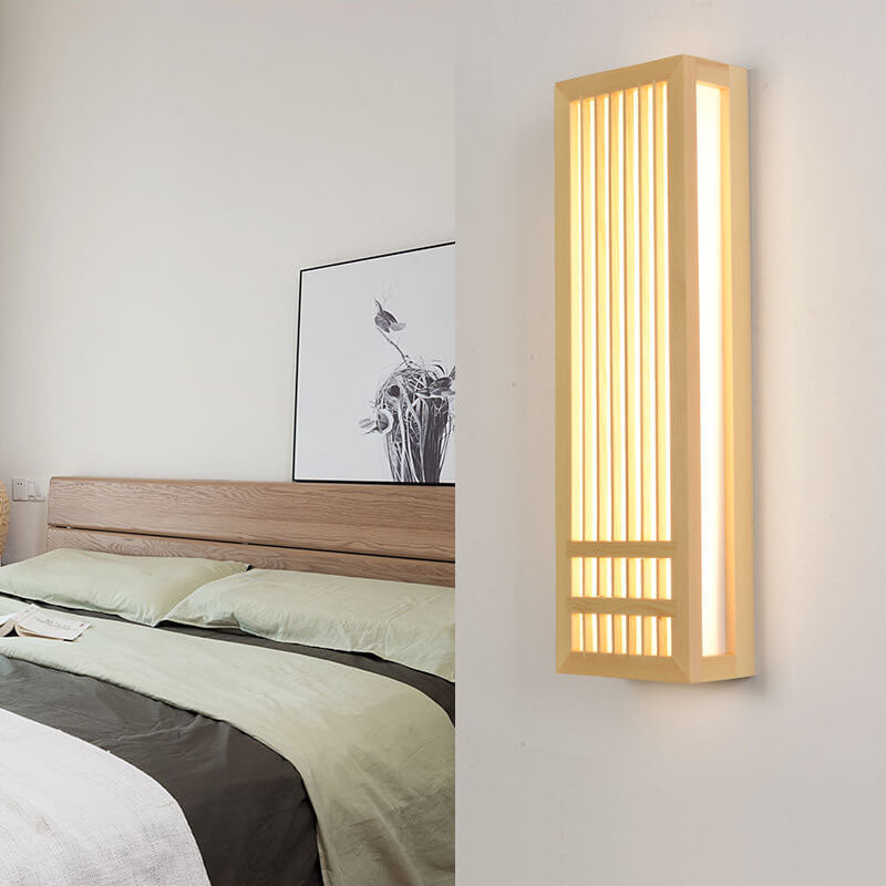 Wooden LED Wall Lamp with Warm Light Slatted Design