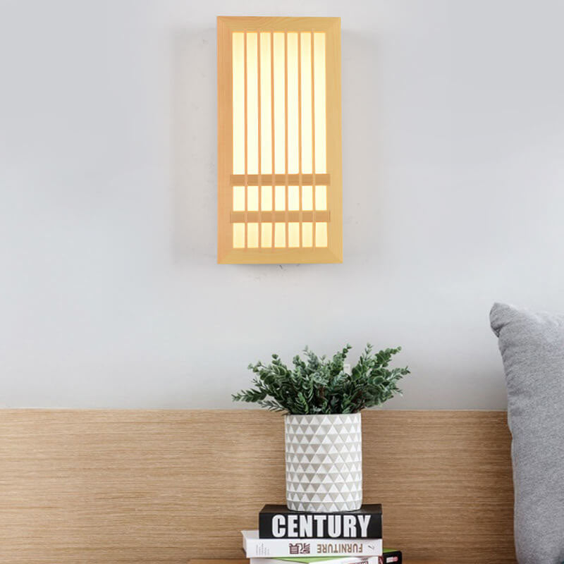 Wooden LED Wall Lamp with Warm Light Slatted Design