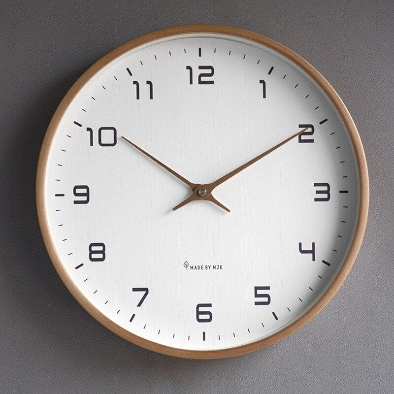 Scandinavian Wooden Wall Clock with Silent Quartz Movement