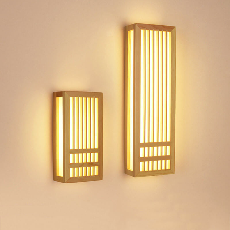 Wooden LED Wall Lamp with Warm Light Slatted Design