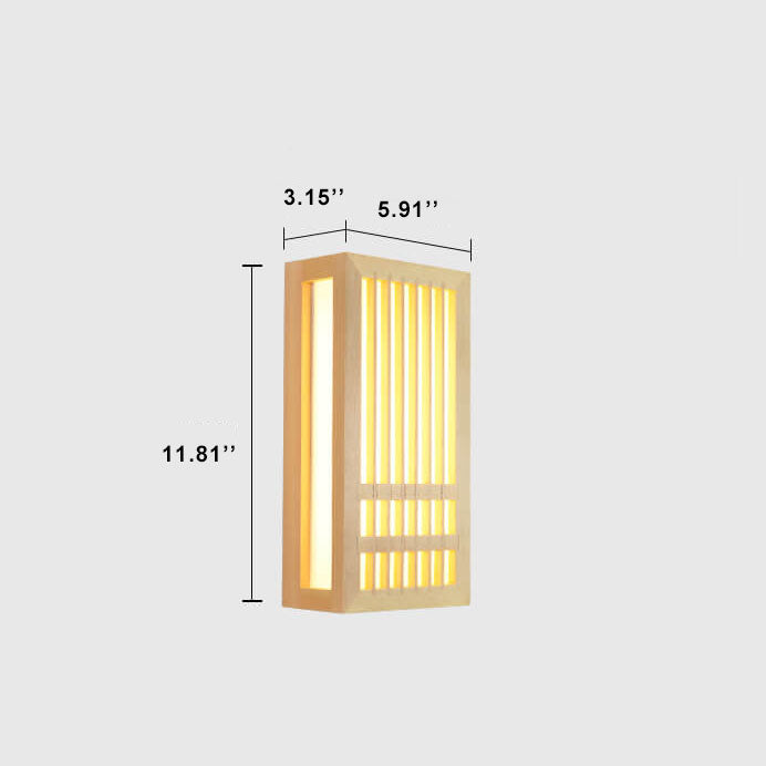 Wooden LED Wall Lamp with Warm Light Slatted Design