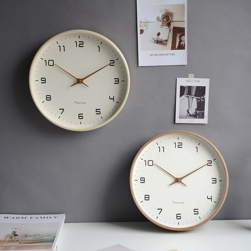 Scandinavian Wooden Wall Clock with Silent Quartz Movement