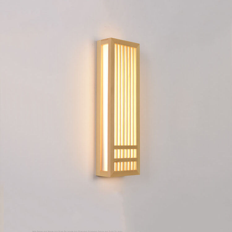 Wooden LED Wall Lamp with Warm Light Slatted Design