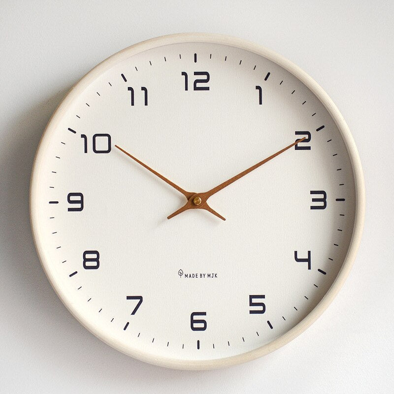 Scandinavian Wooden Wall Clock with Silent Quartz Movement