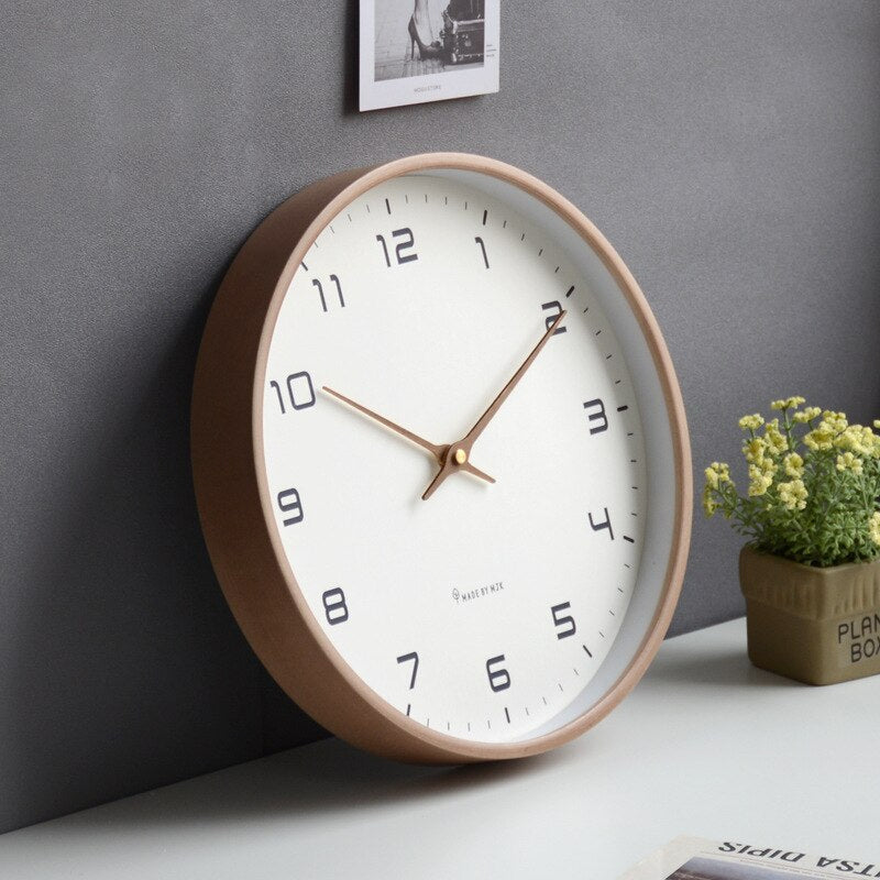 Scandinavian Wooden Wall Clock with Silent Quartz Movement