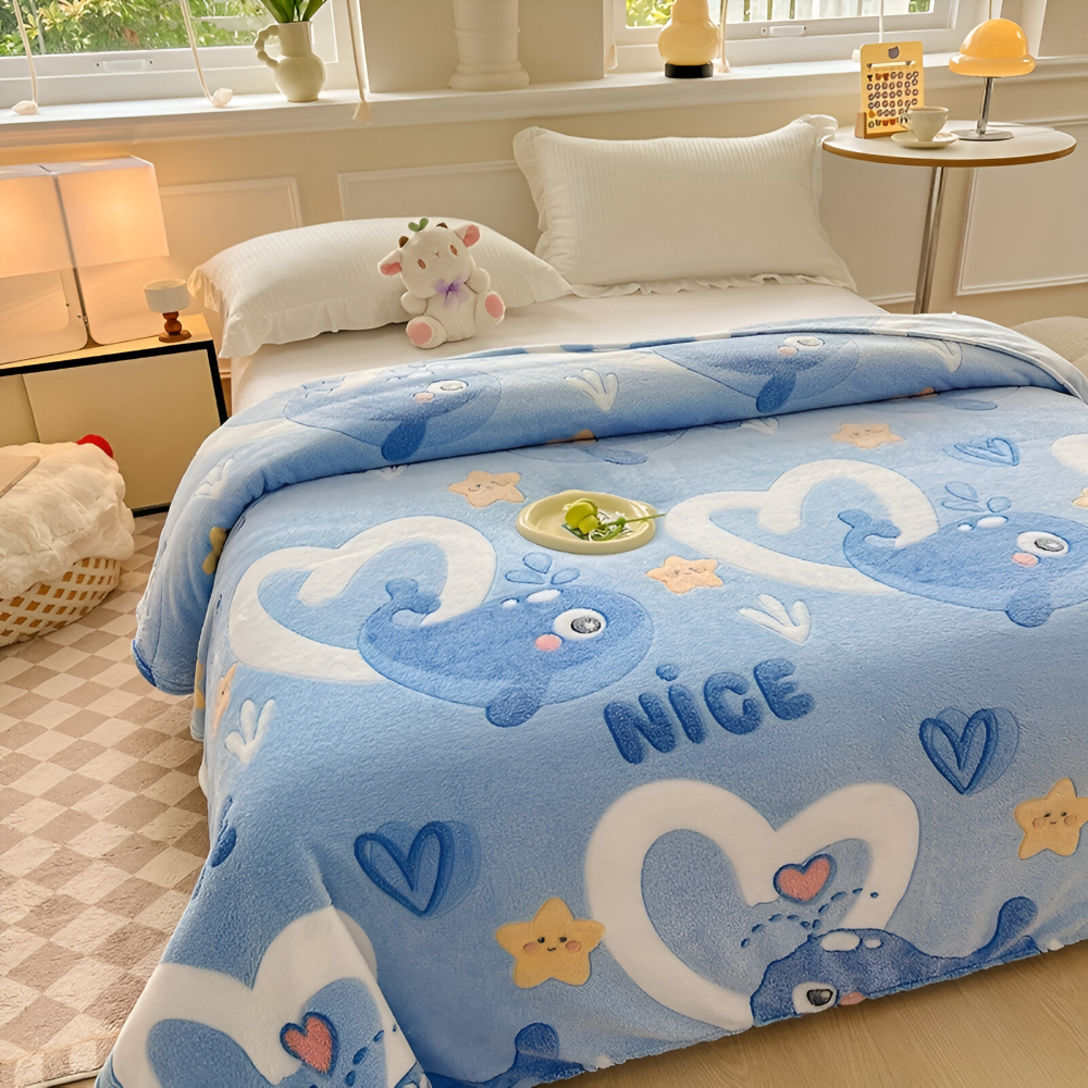 Soft Coral Fleece Throw Blanket with Pineapple Pattern