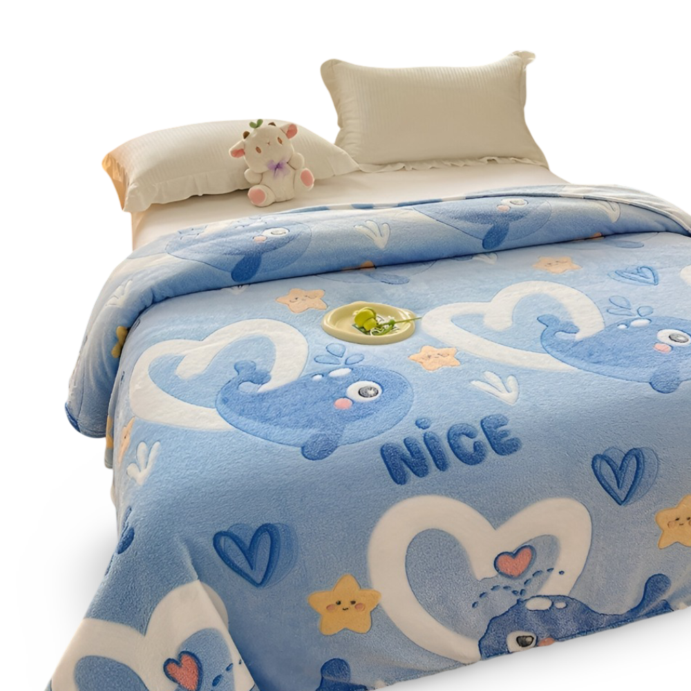 Soft Coral Fleece Throw Blanket with Pineapple Pattern