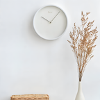 Minimalist Round Wall Clock in White Metal with Silent Quartz Movement