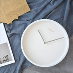 Minimalist Round Wall Clock in White Metal with Silent Quartz Movement