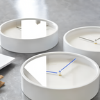 Minimalist Round Wall Clock in White Metal with Silent Quartz Movement