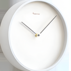 Minimalist Round Wall Clock in White Metal with Silent Quartz Movement