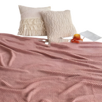 Chunky Knit Throw Blanket with Tassel Fringe in Cream Acrylic