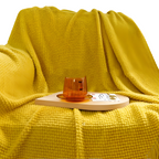 Chunky Knit Throw Blanket with Tassel Fringe in Cream Acrylic