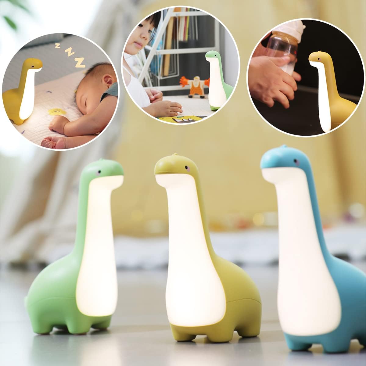 DinoSnug Silicone Dinosaur Night Light Tap Control Lamp