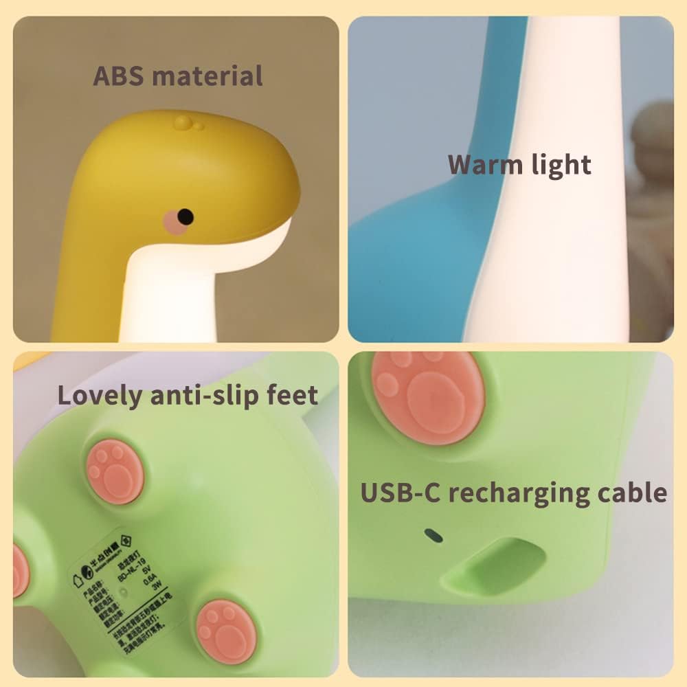DinoSnug Silicone Dinosaur Night Light Tap Control Lamp