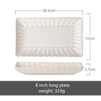 White Scalloped Ceramic Plates & Bowls Elegant Dinnerware