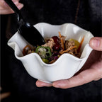 Elegant Crimped Edge Ceramic Bowl Modern Decorative