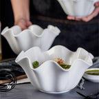 Elegant Crimped Edge Ceramic Bowl Modern Decorative
