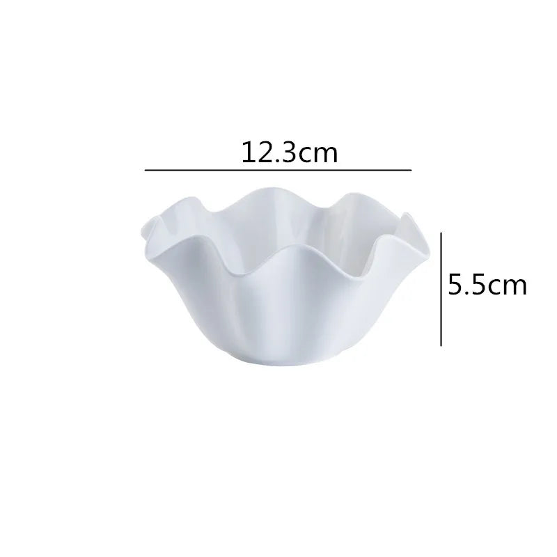 Elegant Crimped Edge Ceramic Bowl Modern Decorative