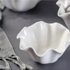 Elegant Crimped Edge Ceramic Bowl Modern Decorative