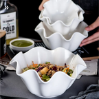 Elegant Crimped Edge Ceramic Bowl Modern Decorative