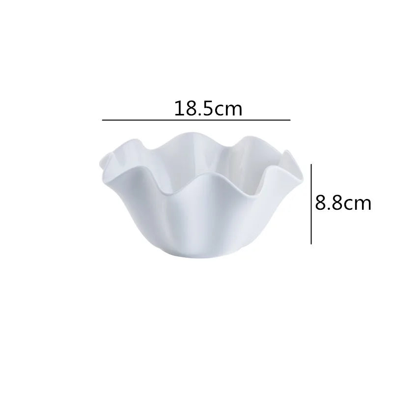 Elegant Crimped Edge Ceramic Bowl Modern Decorative