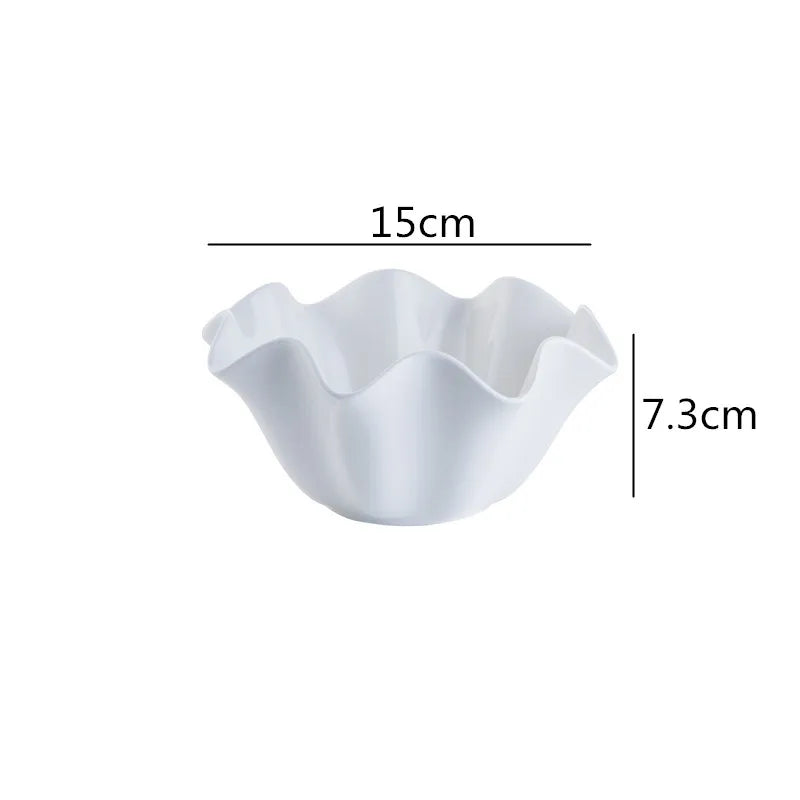Elegant Crimped Edge Ceramic Bowl Modern Decorative