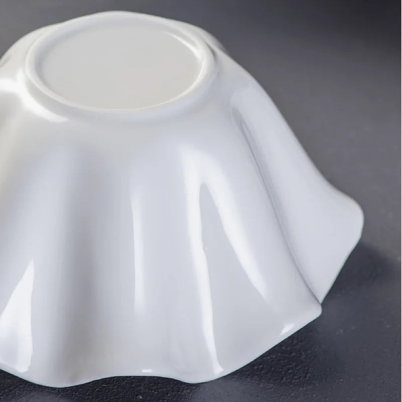 Elegant Crimped Edge Ceramic Bowl Modern Decorative