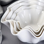 Elegant Crimped Edge Ceramic Bowl Modern Decorative