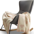 Soft Knit Plaid Throw Blanket with Heart Pattern in Red