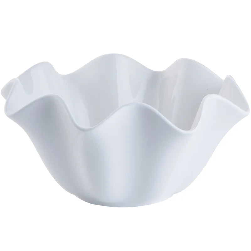 Elegant Crimped Edge Ceramic Bowl Modern Decorative