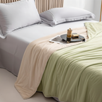 Double Sided Cooling Blanket for Summer in Light Blue Breathable Microfiber