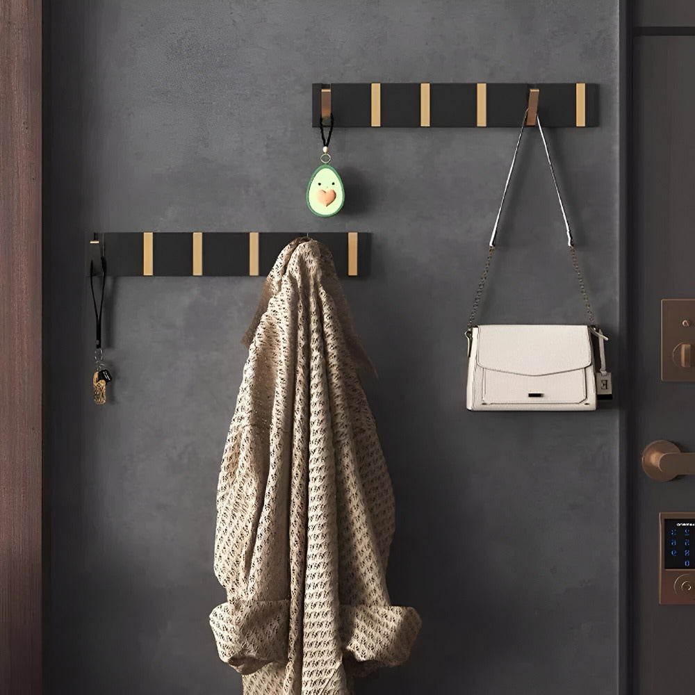 Modern Wall Mounted Coat Rack with Foldable Hooks