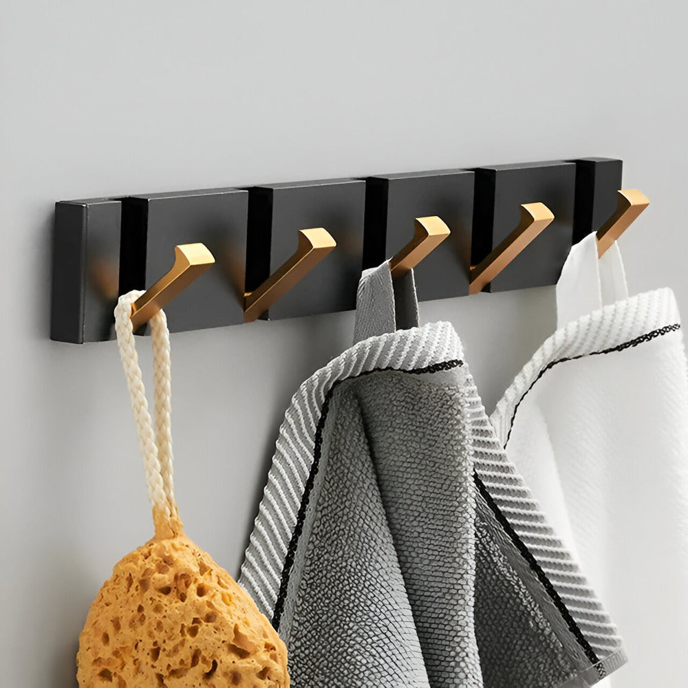 Modern Wall Mounted Coat Rack with Foldable Hooks