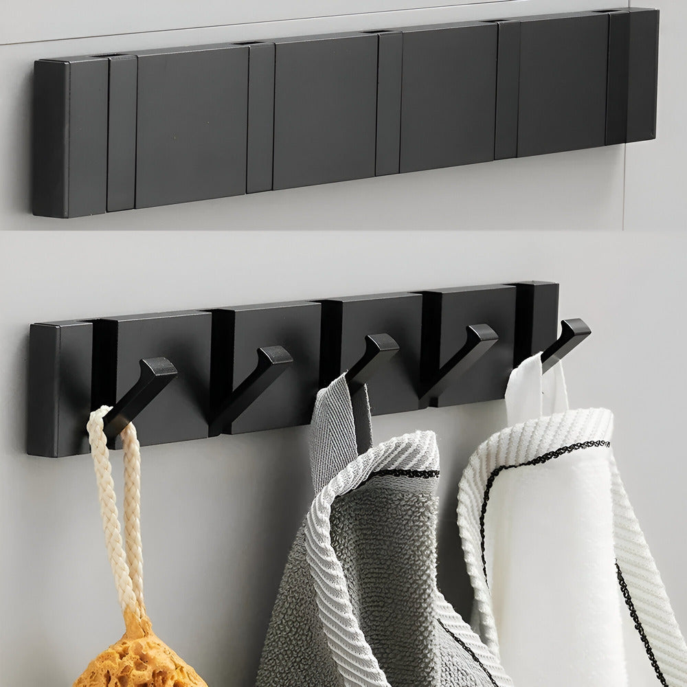 Modern Wall Mounted Coat Rack with Foldable Hooks
