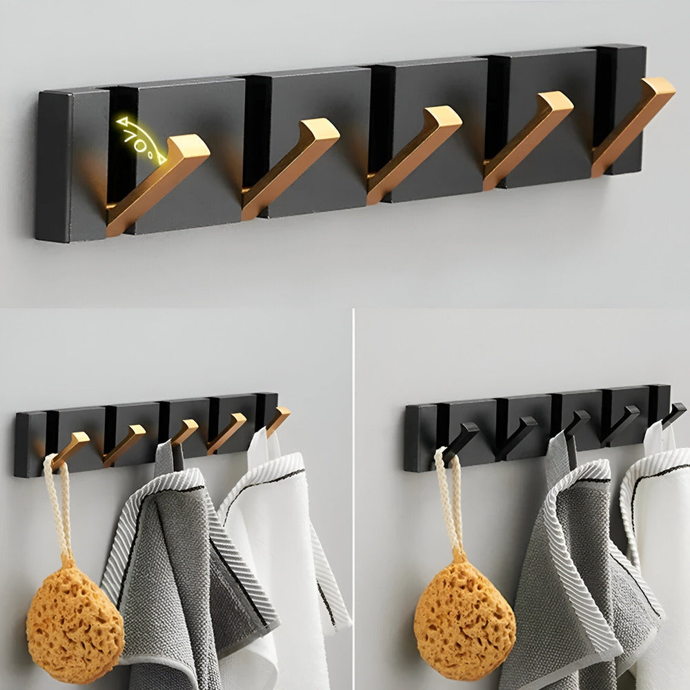 Modern Wall Mounted Coat Rack with Foldable Hooks