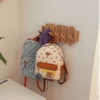 Natural Wooden Wall Mounted Coat Rack with Rounded Hooks