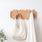 Natural Wooden Wall Mounted Coat Rack with Rounded Hooks