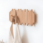 Natural Wooden Wall Mounted Coat Rack with Rounded Hooks