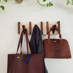 Modern Wooden Wall Mounted Coat Rack with Piano Style Flip Hooks