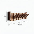 Modern Wooden Wall Mounted Coat Rack with Piano Style Flip Hooks