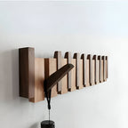 Modern Wooden Wall Mounted Coat Rack with Piano Style Flip Hooks
