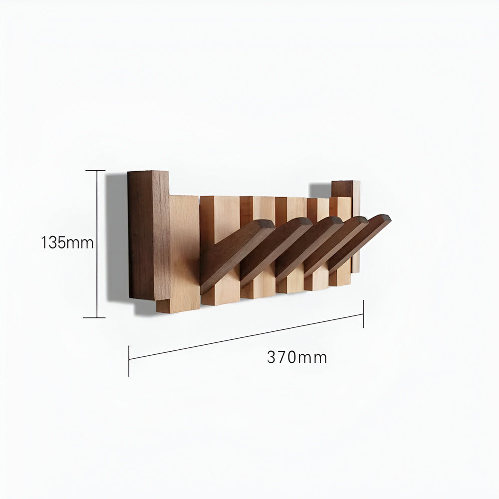 Modern Wooden Wall Mounted Coat Rack with Piano Style Flip Hooks