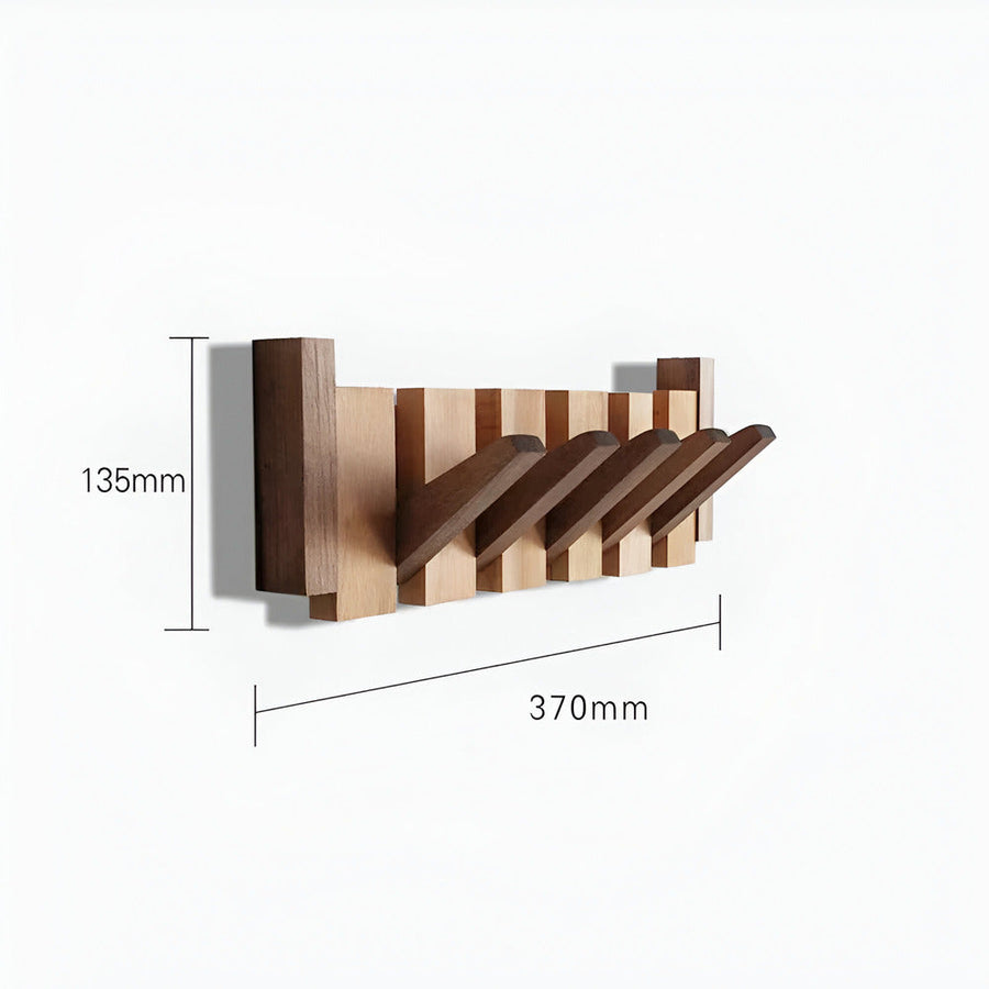 Modern Wooden Wall Mounted Coat Rack with Piano Style Flip Hooks