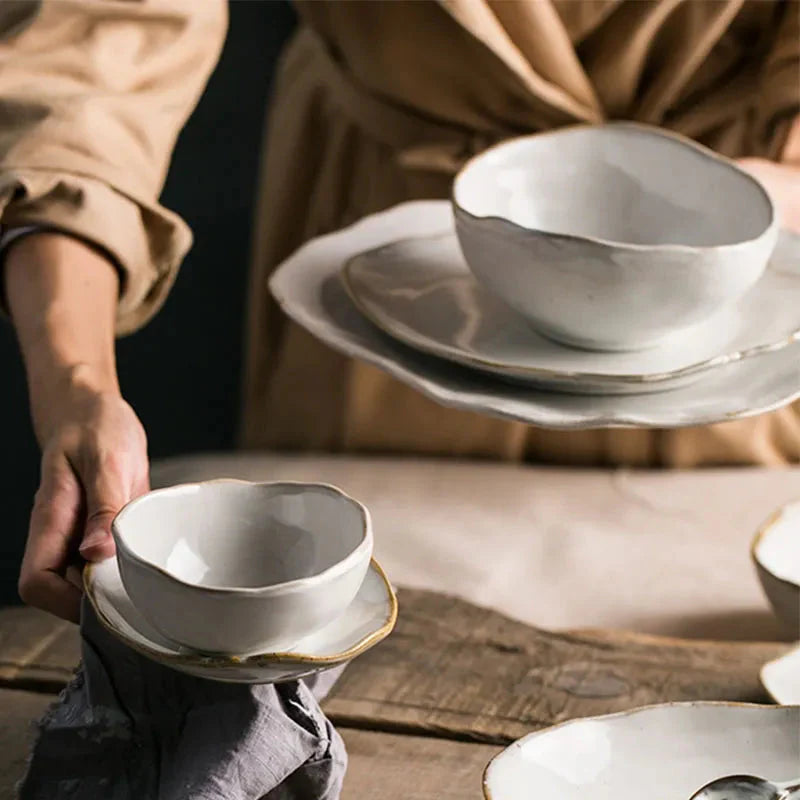 Nordic Irregular Ceramic Plates & Bowls Modern Organic