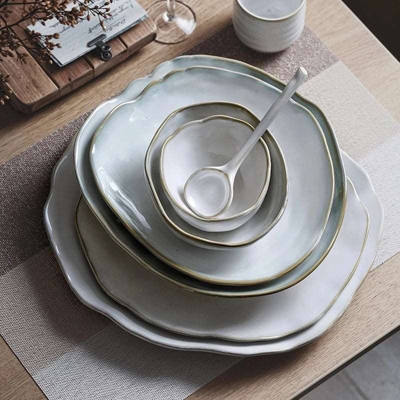 Nordic Irregular Ceramic Plates & Bowls Modern Organic
