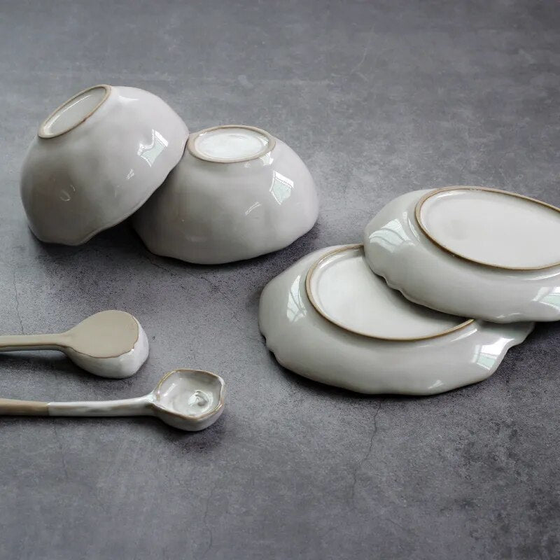 Nordic Irregular Ceramic Plates & Bowls Modern Organic