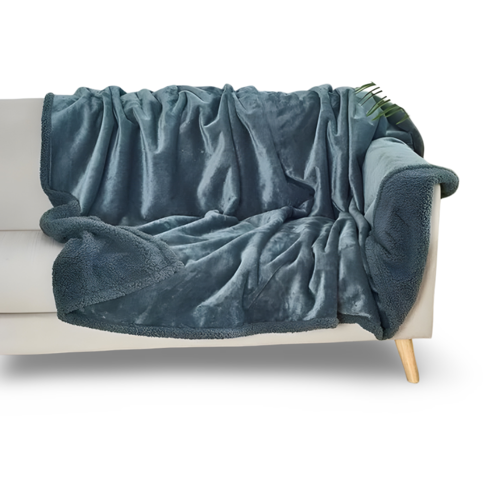 Plush Microfiber Waterproof Throw Blanket with Soft Sherpa Fleece Lining